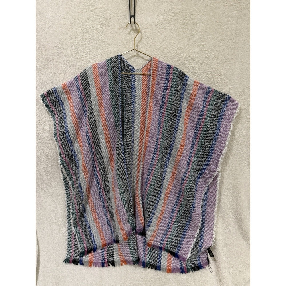 Do Everything in Love Women's Striped Kimono Shawl Fringe Hem One Size Rainbow
